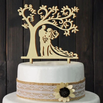 Drevené Tortu Vňaťou Svadby, Narodeniny, Party Cake Decoration Drevo Farba Tortu Príslušenstvo Vrchnú Vrstvu Dodávky