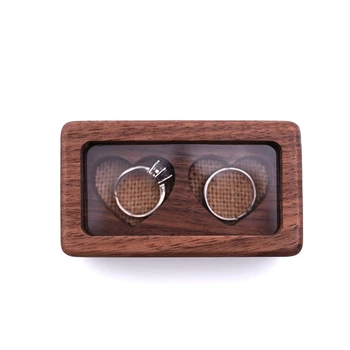 Drevené Šperky Box Zapojenie Svadobný Obrad Krúžok Skladovanie Prenosné Krúžok Držiak Rustikálny Snubný Prsteň Box