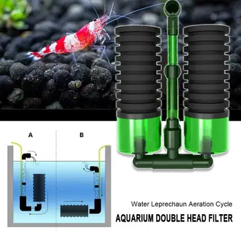 Dvojité Hlavu Penový Filter Akvária Hubky Filter Biochemické Hubky Filter Absorbovať Bezpečné Huby QS-100A Zariadenia Fish Tank
