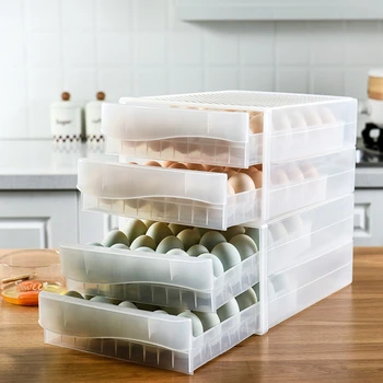 Dvojvrstvové 60 Stožiare, Vajcia Úložný Box Vajcia Držiak pre Kuchyňa Chladnička Vajcia Kontajner Zásuvky Typu Organizátor