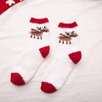 Dámske ponožky nastaviť 1Pair Dospelých Vianočné Ponožky dámske Teplé Coral Plyšové Uprostred Trubice Ponožky Pančuchy žena ponožky носки женские