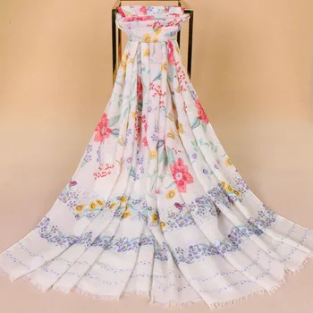 Dámy printe kvetinový prúžok bavlnená šatka moslimských hidžáb kvet zábal dlhý šál jeseň šatky/šatku 6 farieb 180*90 cm 10pcs/veľa