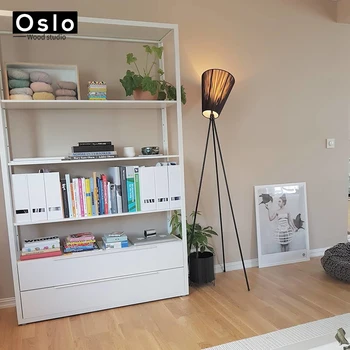 Dánsky dizajn oslo Nórsko dizajn oslo drevená Podlaha svetlo Loft Priemyselné Stojace Lampy, Spálňa/obývacia izba a Dekoratívne osvetlenie