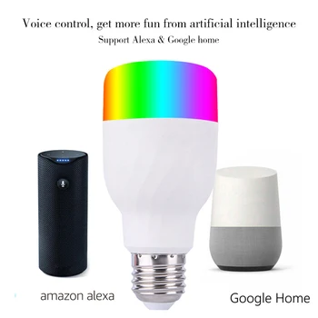 E27, WiFi, Smart Žiarovky Inteligentné Farebné LED Lampa RGBW APLIKÁCIU Diaľkové Ovládanie pre Alexa Google pre Smart Home