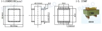 EE55 1500W kvalitný rám TDG EE55/55/21A TP4 magnetické feritové jadro 7+7pin transformer cievky thru-jamkové horizontálne