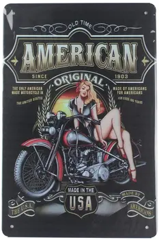 EICOCO Motocykel-pin-up Sexy Ženy (20x30cm) Retro Kovov Cín Vintage Wall Art Prihlásiť