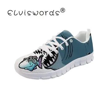 ELVISWORDS Shark Dizajn Ženské Topánky žien Priedušná Deti, Dievčatá Bežné Dámy Platformy Tenisky Zapatilla Chaussure Femme