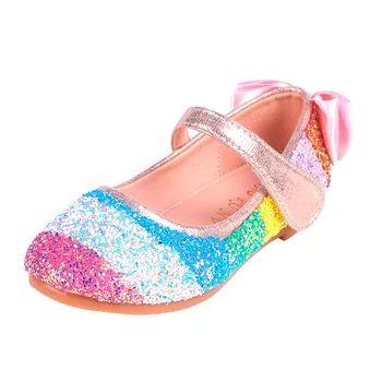 EXCARGO Rainbow Deti Kožené Topánky Späť Luk 2020 Jar Nové Dievča Bling Bling Bežné Tenisky, Topánky Mäkké Letné Sandále