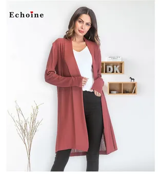 Echoine Ženy Coats Módne Minimalistický Úplet, Pružná Plus Veľkosť Otvoriť Steh Bunda S Dlhým Rukávom Streetwear Bežné Ženské Outwear