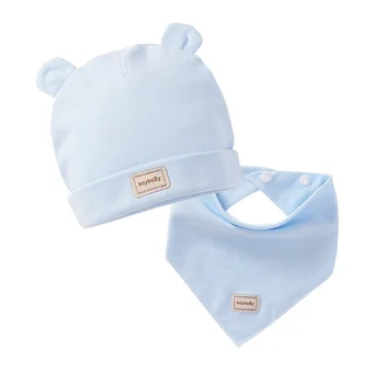 Elastické klobúk s šatku 2ks detské čiapky dvojitej vrstvy bavlny klobúky s baby podbradníky set pre novorodenca Candy Farby 6 typov