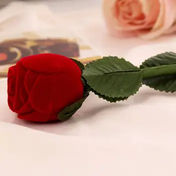 Elegancia Rose Krúžok Držiak s Dlhým driekom Rose Krúžok Box ，na Výročia nové