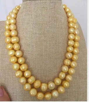 Elegantné 12-13mm barokový south sea zlato perlový náhrdelník 38inch14K Zlatá Spona KKK