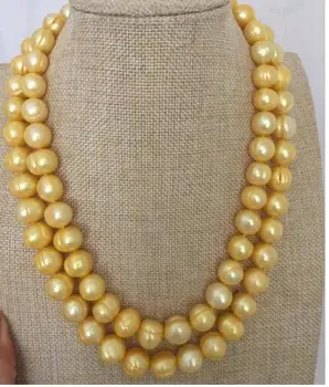 Elegantné 12-13mm barokový south sea zlato perlový náhrdelník 38inch14K Zlatá Spona KKK
