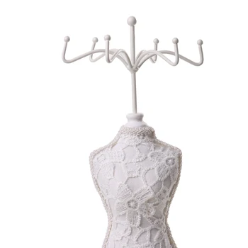 Elegantné Dreva Vintage White Cheongsam Šaty Model Šperky Zobraziť Držiteľ Zobraziť Stojan pre Uvedenie Náušnice, Prstene, Šperky organizátor