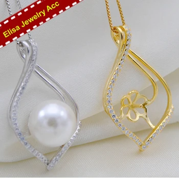 Elegantné Módne S925 Sterling Silver Pearl Prívesok Nastavenia Ženy DIY Pearl Prívesok Držiteľ Lady Pearl Šperky Zistenia 3ks/Veľa