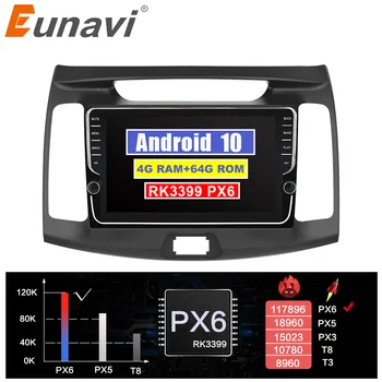 Eunavi Android 10 systém, autorádio, stereo multimediálny prehrávač pre Hyundai elantra rokov 2011-2016 2 din headunit GPS TDA7851 4G 64GB