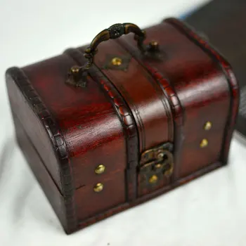 Európska Princezná Retro Malé Drevené Okno Pirate Treasure Box detské Hračky, Šperky Box Čínsky Simulovaný Príjem