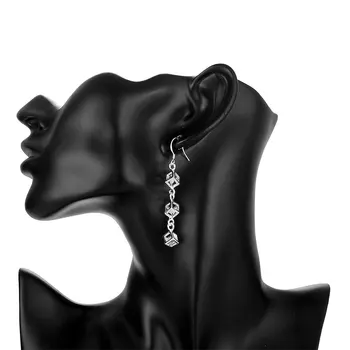 Európske a Americké kockovaná strieborné náušnice štandardné 925 sterling silver ucho šperky dámske dlhé náušnice