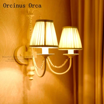 Európskom štýle pastoračnej farebné tkaniny nástenné svietidlo obývacia izba, chodba, nočné lampy Stredomoria vidieku LED nástenné svietidlo crystal