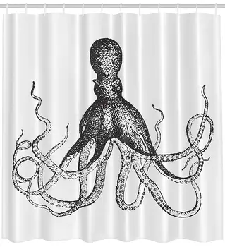Extra Dlhé Sprchový Záves Octopus Námorných Dekor Octopus Kraken Chápadlá Tichom Monster Polyester Textílie Vaňa Dekor