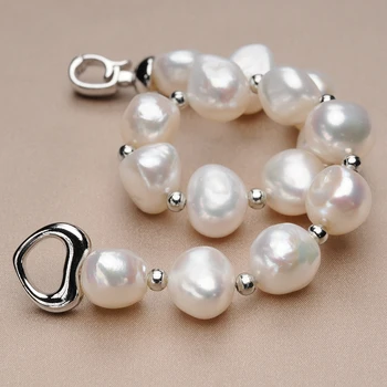 FEIGE Barokový 10-11 mm Skutočné Prírodné Perly Perličiek Náramok pre Ženy, Jemné Šperky, Svadobné Pearl Šperky Náramok Perly Sladkovodné