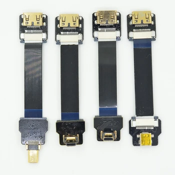 FPV Kábel HDMI , Zahnutá Micro HDMI-Mini HDMI Žena Flexibilné Ploché FPC Predlžovací Kábel pre Multicopter Letecké Fotografie C4-D