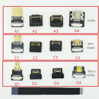 FPV Kábel HDMI , Zahnutá Micro HDMI-Mini HDMI Žena Flexibilné Ploché FPC Predlžovací Kábel pre Multicopter Letecké Fotografie C4-D