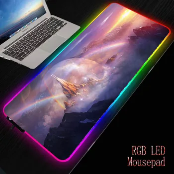 Fantasy Rainbow Hrad Herný Počítač Mousepad RGB Podsvietenie Mause Pad Veľké Mousepad XXL pre Stolná LED Klávesnice, Myši Mat