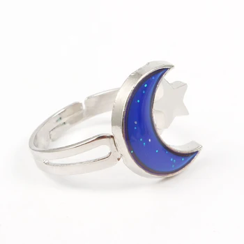 Farba changing moon star náladu krúžok Teplota Emócie prstene pre ženy Nastaviteľné otváranie krúžok