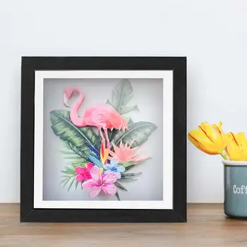 Farebné 3D Papier Rezbárstvo DIY Obrazy Papier Sochy Flamingo Obrázky Zvierat Kvet Maľovanie Pre Domáce Spálňa Decor Rámovanie