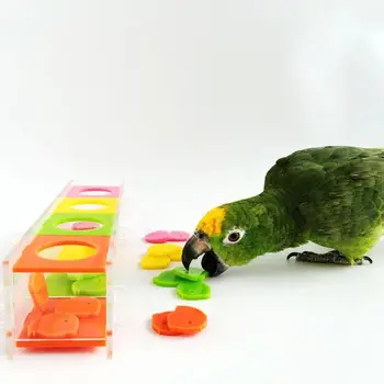 Farebné Vták Papagáj Inteligencie Hračka Mince Box Papagáj Cockatiel Školenia Žuť Hračka X4YD