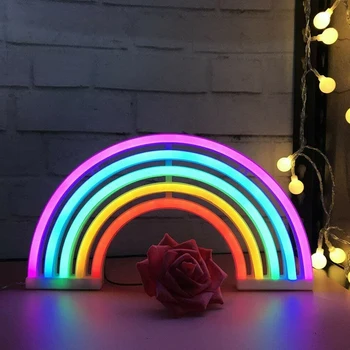 Festival Rainbow Svetlo Lampy LED Farebné Neónový nápis Svetlo pre Domáce Spálňa Posteli Neónové Svietidlo Nástenné Žiarovky, Trubice, Party Dekorácie