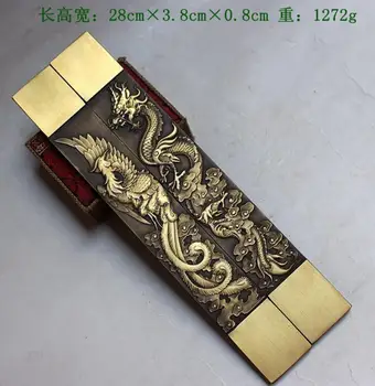 [Finančné plánovanie] Čínske Vzácne Zbierky Veľký dragon a phoenix socha Meď hmotnosť papiera