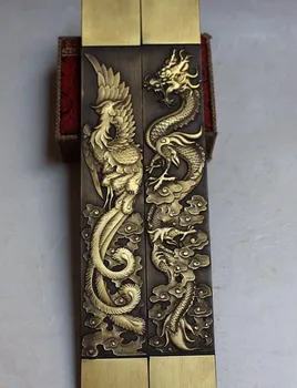 [Finančné plánovanie] Čínske Vzácne Zbierky Veľký dragon a phoenix socha Meď hmotnosť papiera