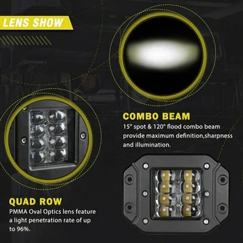 Flush Mount LED Pracovné Lightx2 Bar Zadný Nárazník Zadnej strane Jednotky 4-Riadok Jazdy Pracovné Svetlo