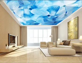 Foto Wall Paper Obývacia Izba nástenná maľba Prírodnej Slamy Tapety Modré kvety, spálne, obývacia izba stropné nástenné