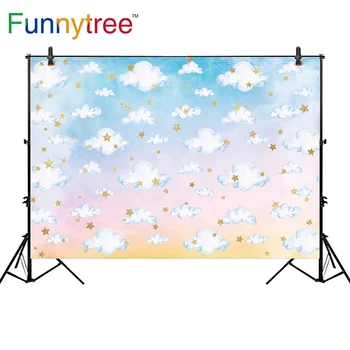 Funnytree nové fotografické pozadie cartoon glod star cloud deti sky nigntfall pozadí pre fotografovanie pozadie vinyl