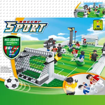 Futbalové ihrisko scény detí stavebným hračky 25690 puzzle blok detí plastové DIY hračka dosková hra