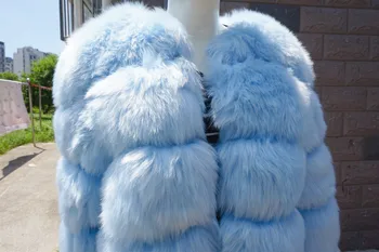 GTGYFF umelú kožušinu kabát pre ženy 2020 luxusné žena teplé chlpaté plyšové zimná bunda modro dámske vrchné odevy módne oblečenie top