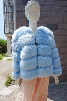GTGYFF umelú kožušinu kabát pre ženy 2020 luxusné žena teplé chlpaté plyšové zimná bunda modro dámske vrchné odevy módne oblečenie top