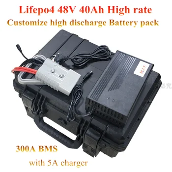GTK LFP 48v 40Ah batérie Lifepo4 DC vysoká miera buniek 10C 350A 300A BMS bláznivý košík auto EV nepremokavé výkonné motory + 5A nabíjačky