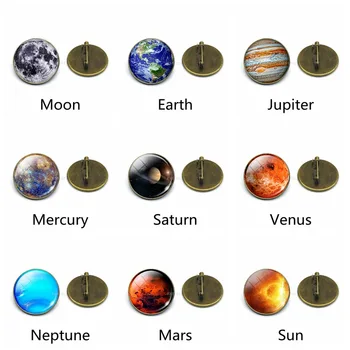 Galaxy Planéty Kolíky Slnečnej sústave Mesiac, Zem, Slnko Sklo Brošňa Odznak pre Ženy Tričko Taška Dekorácie vesmír Šperky