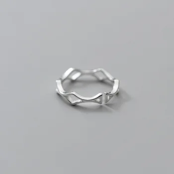 Ginin Čistý 925 Sterling Silver Jednoduché Duté Kosoštvorec Krúžok pre Ženy, Elegantné, Elegantné Osobnosti Vlna Otvorené Prst Ženské Šperky