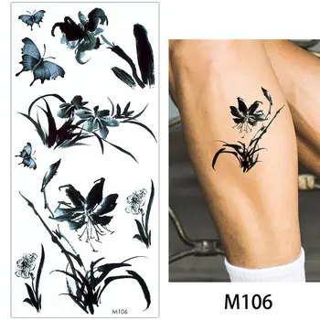 Glaryyears 1 List Telo make-up Dočasné Tetovanie Nálepky DIY pre Ženy Umenie Čínskej atrament Ruže Kvet, Vták Maľovanie Motýľ Tetovanie