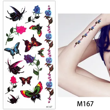 Glaryyears 1 List Telo make-up Dočasné Tetovanie Nálepky DIY pre Ženy Umenie Čínskej atrament Ruže Kvet, Vták Maľovanie Motýľ Tetovanie