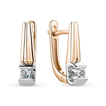 Gold 585 šterlingov strieborné náušnice s kamene: Diamant, dámske náušnice, žena, módne šperky, prírodné kamene.