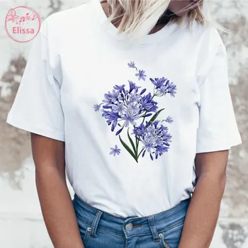 Grafický tlač T-tričko krátky rukáv fashion dámske letné šaty, kvet estetické T-shirt 90. rokov Harajuku dievča Clthes kvapka loď