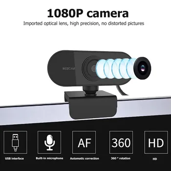 HD 1080P Webcam Zadarmo Disk USB Počítača PC Otočná Kamera S Mikrofónom Pre systém Windows XP / 7 / 8 / 10 Linux, Android MAC
