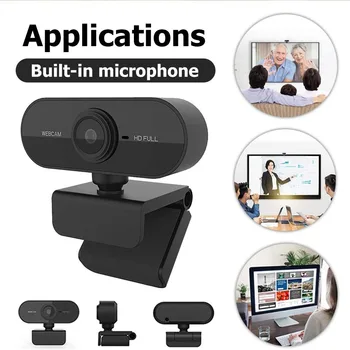 HD 1080P Webcam Zadarmo Disk USB Počítača PC Otočná Kamera S Mikrofónom Pre systém Windows XP / 7 / 8 / 10 Linux, Android MAC