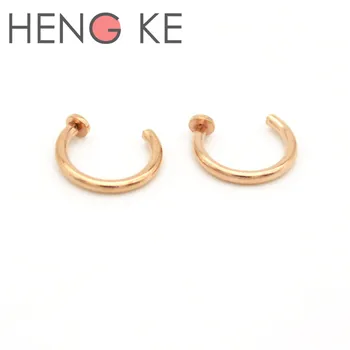 HENGKE Šperky Rose Gold Hoop Nose Krúžok 18 G 20 G Otvoriť Piercing Šperky, Chirurgická Oceľ 6 mm